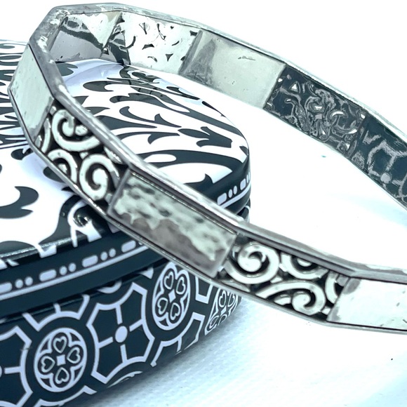 Brighton Deco Faceted Bangle in Original Metal Container. - Picture 3 of 8